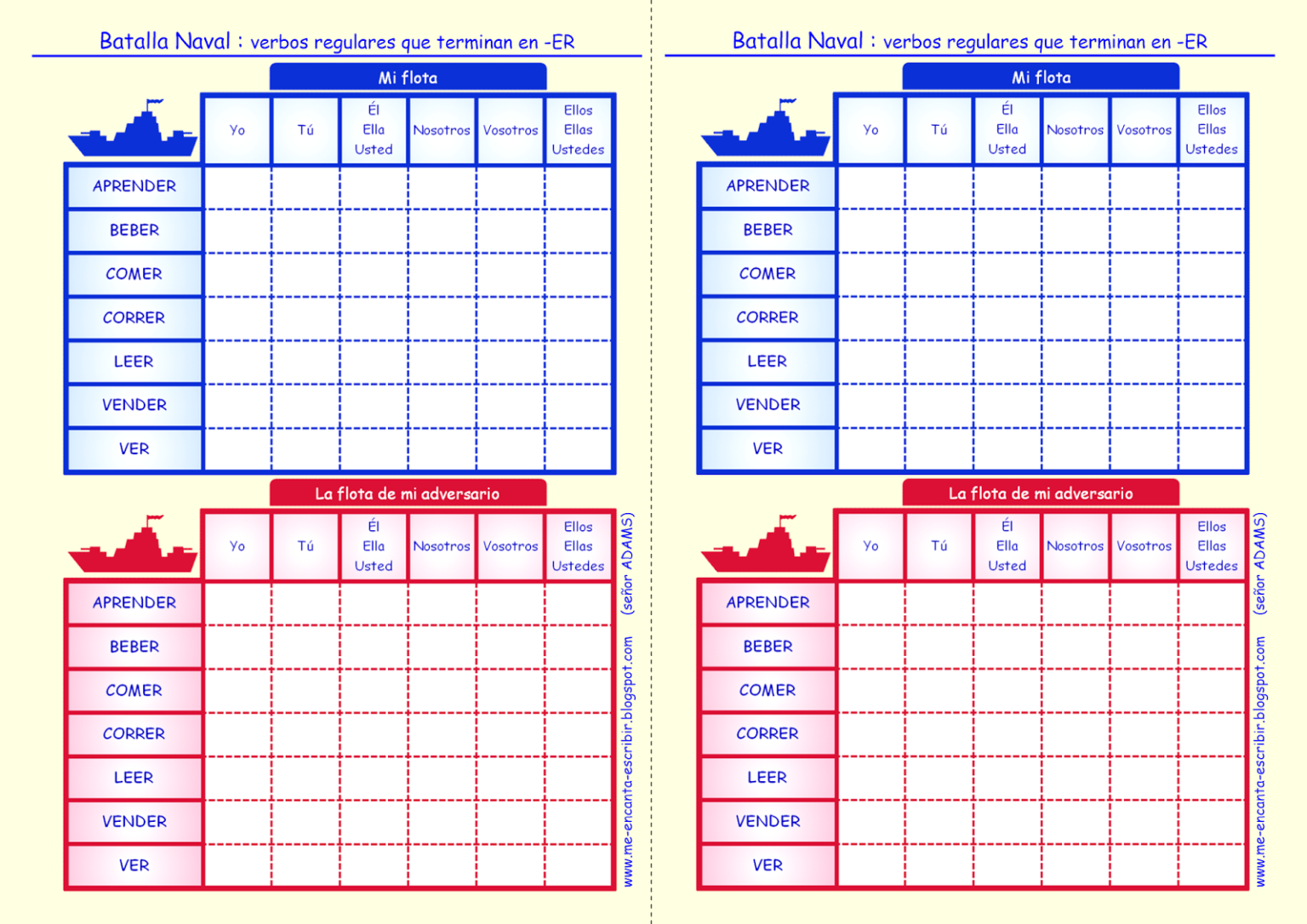 Ele Batalla Naval Conjugamos Verbos Language Advisor