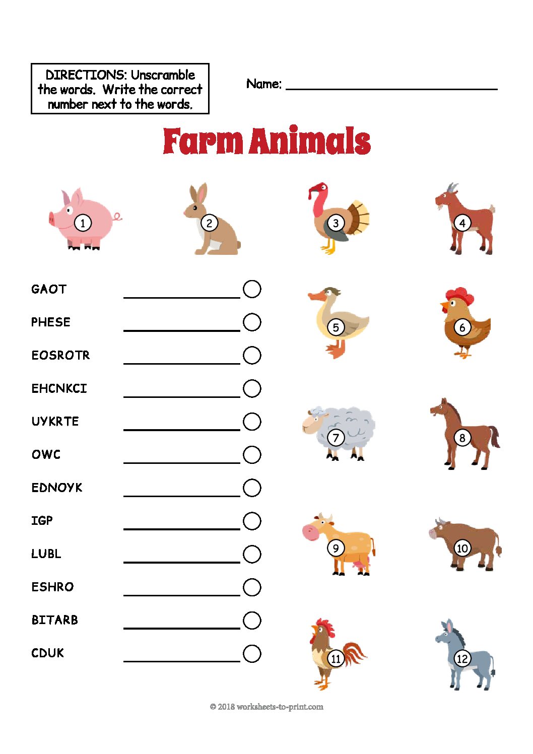 Farm Animals Worksheet - Language Advisor
