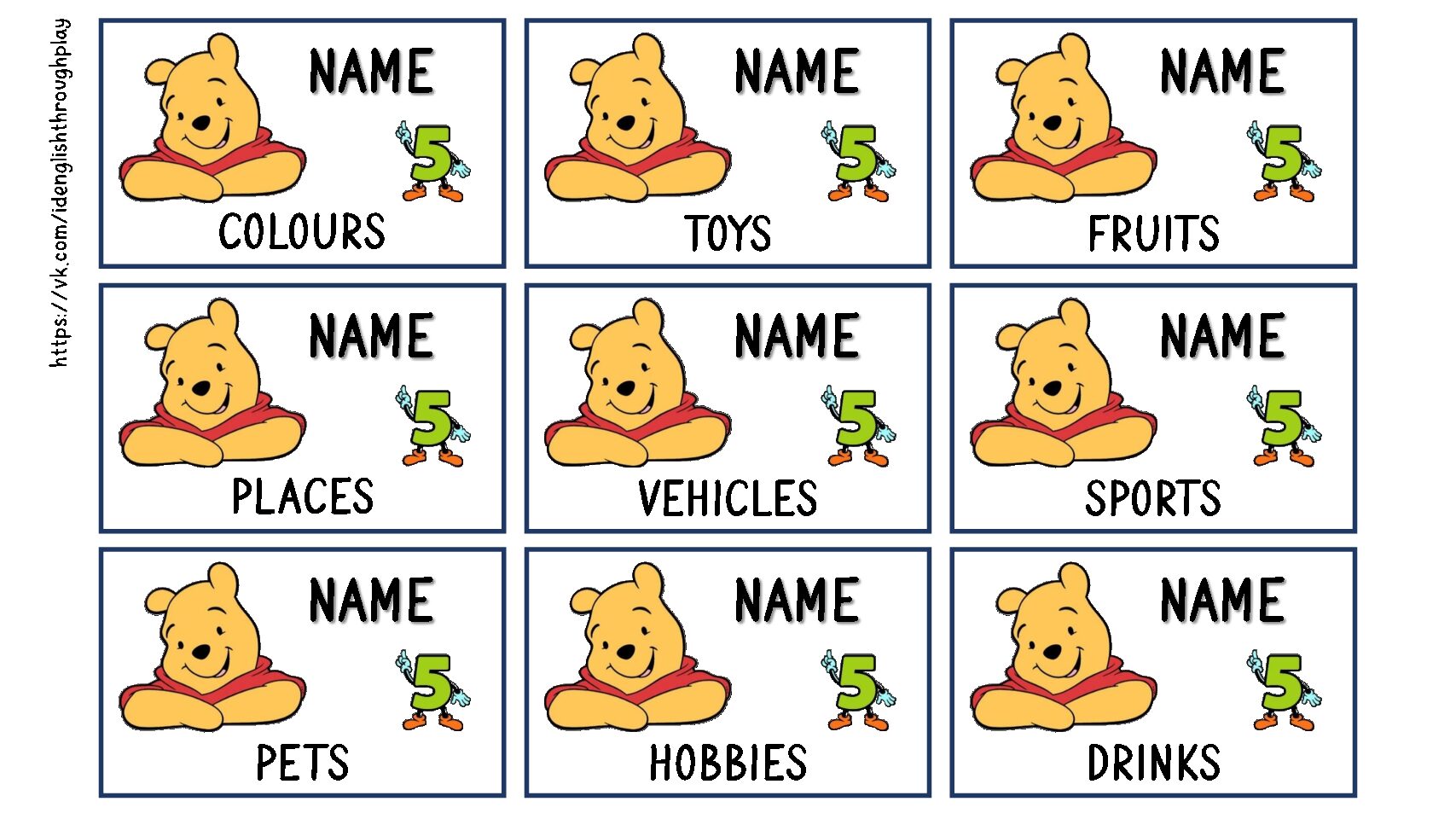 Name Five Things Challenge Cards for Children - Language Advisor