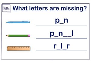 English ESL Kids: What Letters Are Missing?