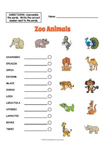 English ESL Worksheet – Zoo Animals
