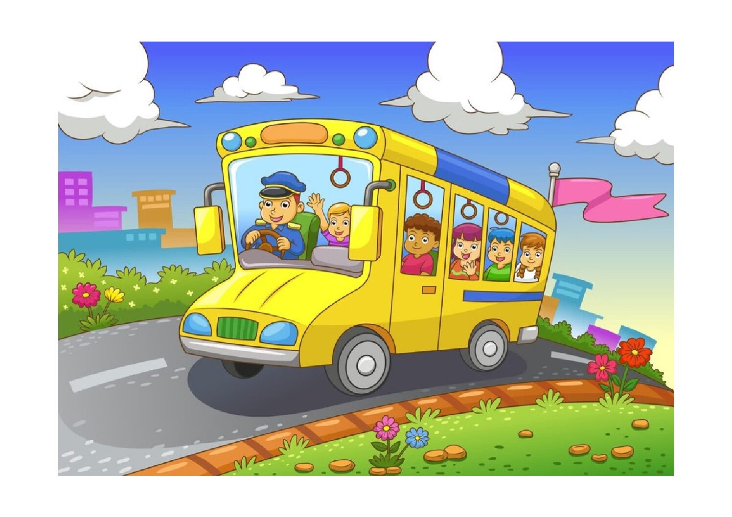Автобус по дороге детям
