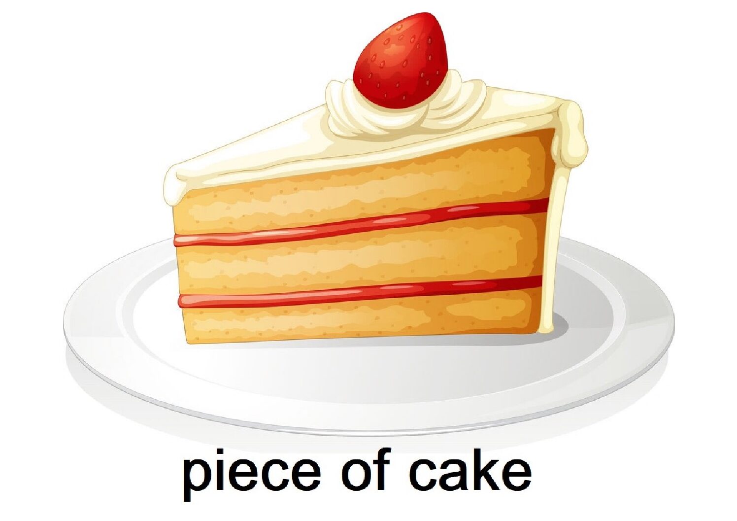Кусочек торта на тарелке мультяшный