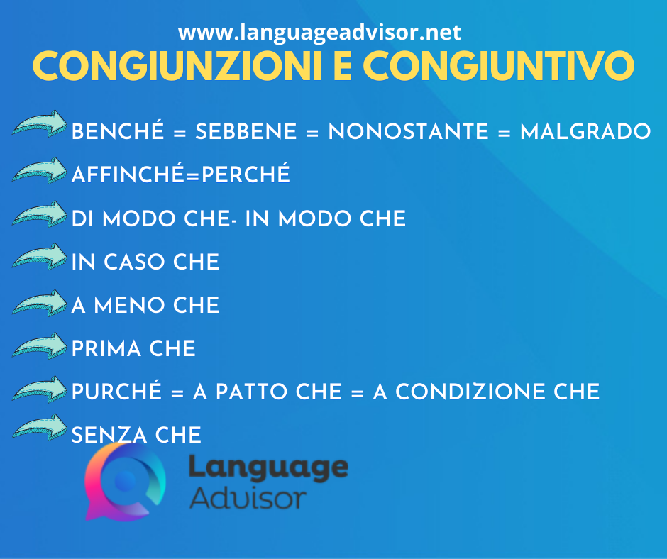 Italian as a second language: Congiunzioni con Congiuntivo Esercizi con Soluzioni