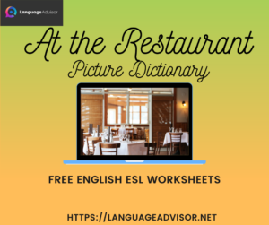At the Restaurant- Worksheets on Vocabulary