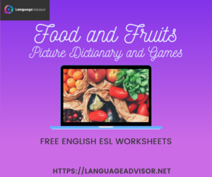 Food and Fruits – Worksheets on Vocabulary