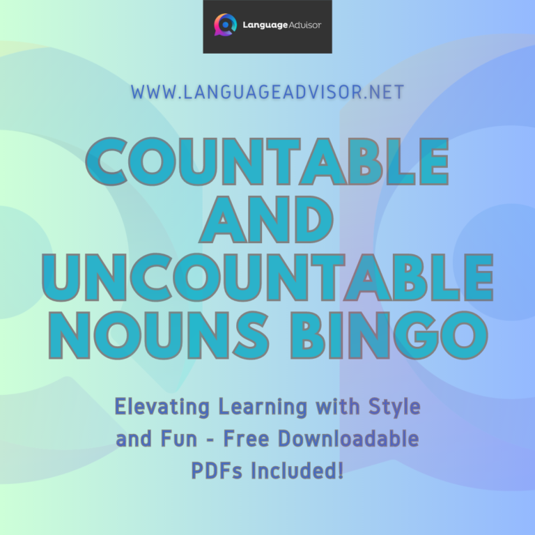 Countable and Uncountable Nouns Bingo
