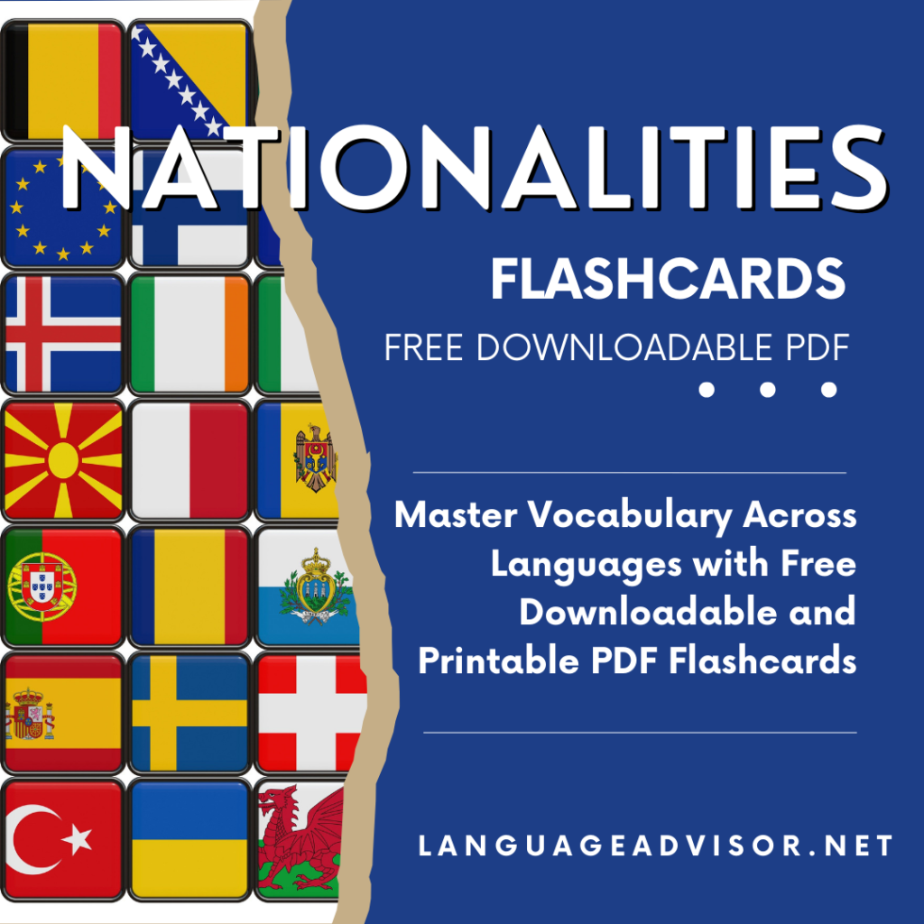 Nationalities flashcards language advisor