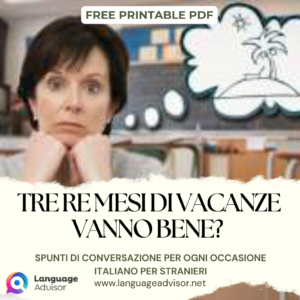 In questi giorni si è parlato della possibilità di chiudere gli istituti scolastici per un solo mese all’anno. Alcuni individuano l’utilità di tale decisione nell’esigenza di dare un aiuto ai genitori-lavoratori, che possono così “parcheggiare” i propri figli a scuola. Ovviamente tutti i candidati alle prossime elezioni politiche si sono affrettati a dichiarare che nessuno di loro ha intenzione di adottare questa soluzione, per non indispettire i numerosi insegnanti che hanno un peso elettorale non indifferente. Tuttavia, io credo che rimanere a casa per tre mesi rappresenti un problema, non tanto per i genitori, quanto per il percorso formativo degli studenti. Gian Mario Tu che ne pensi? Come funziona nel tuo Paese e in altri Paesi che conosci?