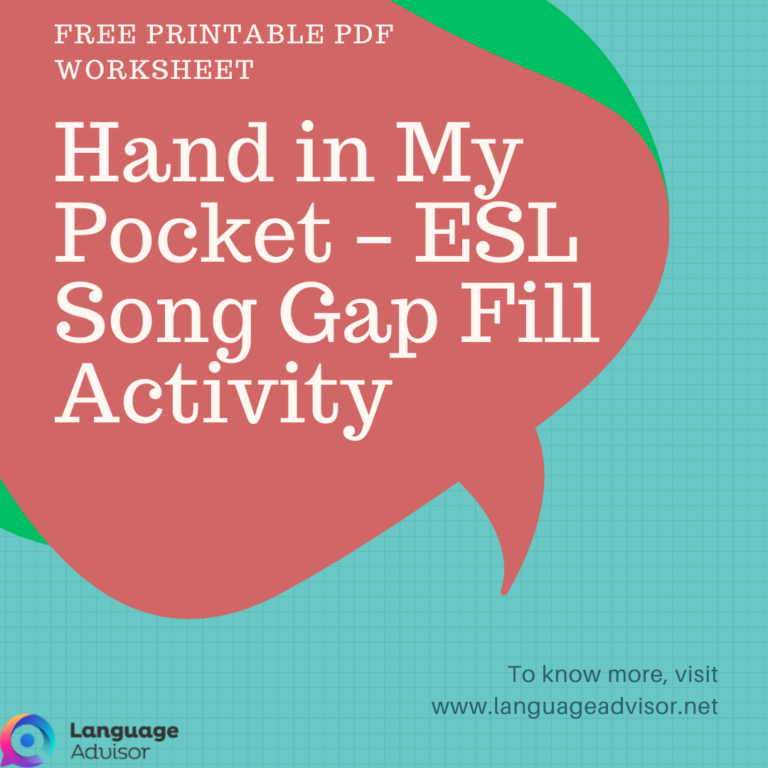 Hand in My Pocket – ESL Song Gap Fill Activity