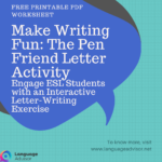 Encouraging students to practice writing in English can sometimes be challenging, but making it interactive and fun can boost their confidence and creativity. One exciting way to do this is through a pen friend letter activity, where students invent a fictional pen pal and write a letter to them. This activity not only enhances writing skills but also encourages students to use their imagination. How to Conduct the Pen Friend Letter Activity Step 1: Introduce the Concept of a Pen Friend Begin by discussing the idea of a pen friend (or pen pal) with the class. Ask students: What would you write if you were introducing yourself to a new pen friend? What kinds of questions would you ask them? What details would you include about yourself? Step 2: Set Up the Activity Divide the class into groups of eight and give each student a copy of the pen friend worksheet. Ask each student to invent a name and age for the person writing the letter. They should write this in the space provided on their worksheet. Step 3: Create the Letter – One Sentence at a Time After writing the name and age, students fold the paper so that their sentence is hidden, leaving only the next sentence visible (starting with “I’ve got…”). They pass their worksheet to the student on their left, who completes the next sentence. Students continue folding the paper and passing it along after each sentence, gradually building a full letter with contributions from different classmates. Step 4: Read the Completed Letters Once all the sentences are written, students open the completed letter they received. This is their new pen friend! If they find words or phrases they do not understand or that seem incorrect, they can ask the person who wrote them for clarification. Step 5: Write a Reply To extend the activity, students can use the same worksheet to write a response to their new pen friend. This helps reinforce grammar, sentence structure, and creativity in a meaningful way. Final Thoughts This pen friend letter activity makes writing fun and interactive while helping students practice self-expression, sentence structure, and vocabulary. It’s a great way to boost confidence in English writing and create a lively classroom experience!